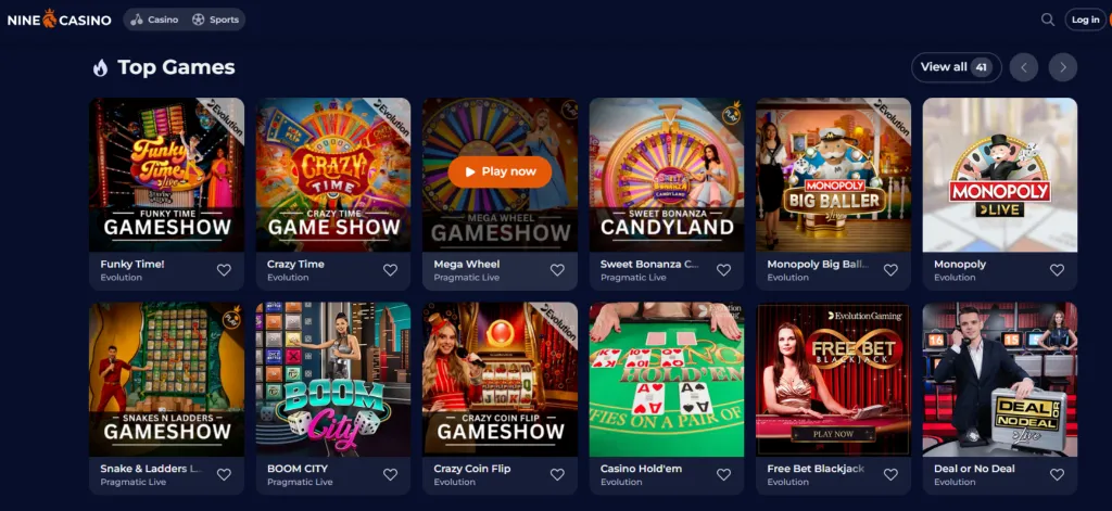 nine casino live games